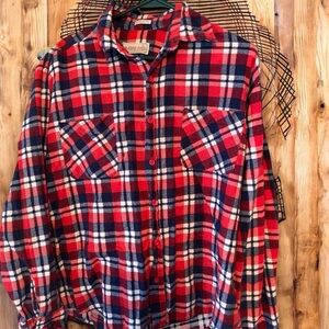 Vintage Timber Run Shirt Mens L Multicolor Plaid Flannel Button Up Hike MS9